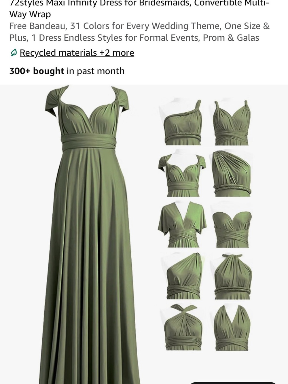 Maxi Convertible Multi-Way Dress in Olive Green